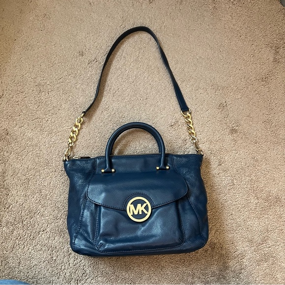 MICHAEL Michael Kors Bags Michael Kors Navy Blue Leather Shoulder